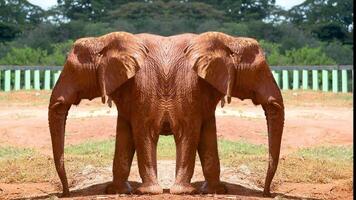 Fun and creative work of elephant feeding in mirror image video
