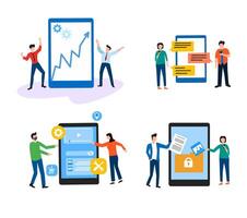 Set of illuustration business with technology phone vector