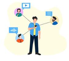 Business flat art connecting people with technology vector