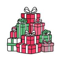 a pile of presents with bows on top of them vector