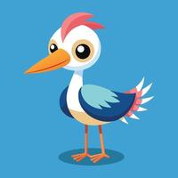 a cartoon bird with a red beak and blue feathers vector