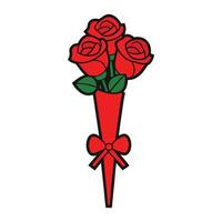 a red rose with a bow on it is shown vector