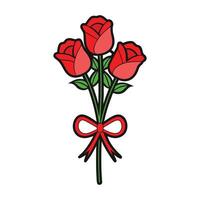 red roses with red ribbon and bow on white background vector
