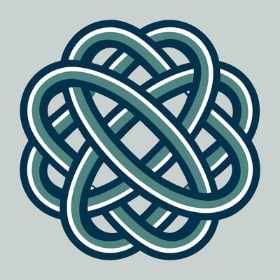 a Celtic knot in blue and green colors
