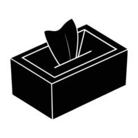 a black and white image of a box with a tissue in it vector