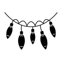 a black and white illustration of a string of christmas lights vector