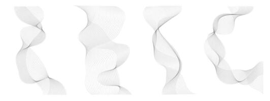 Abstract blend line element art form set. vector