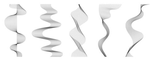 Abstract blend line element Aesthetic contemporary stripe line art set. vector
