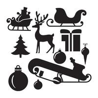 Christmas set of silhouettes for design on a white background, illustration vector