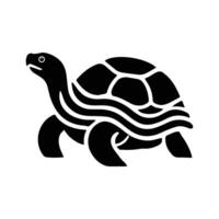 Cut the turtle in a cartoon, doodle style. Logo in flat illustration, icon style. In Black and Revelation vector