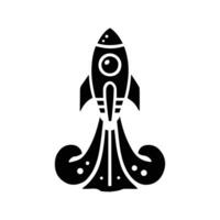 Rocket silhouette illustration astronaut vehicle icon. Rocket launch missle spaceship future speed cartoon concept vector