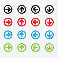Arrows set icon. Left right up down arrow button black, red, blue and green design vector