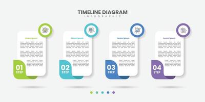 Business infographic template. 4 Step timeline journey. Process diagram, 4 options on gray background, Infograph elements vector