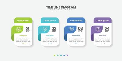 Timeline Creator infographic template. 4 Step timeline journey, calendar Flat simple infographics design template vector