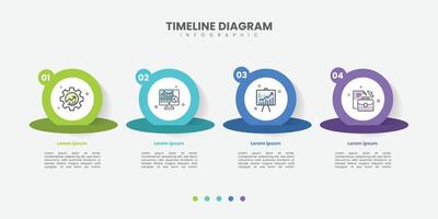 Horizontal progress bar featuring 4 arrow shaped elements, symbolizing four six stages of business strategy and progression. Clean timeline infographic design template vector