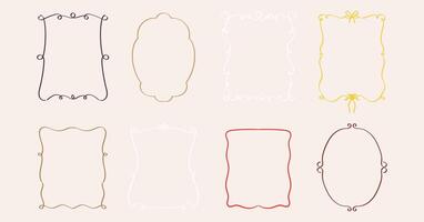 Set of trendy frame collection with swirls and wavy lines vector