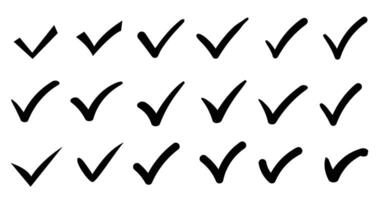 Check or tick icons. Big set of check symbol vector