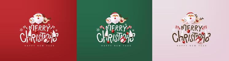 Merry Christmas header text banner with festive decoration vector