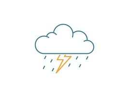 Storm icon, Cloud with raindrops and lightning bolt, weather forecast vector