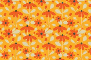 Summer floral yellow background abstract seamless repeat pattern vector