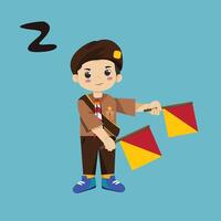 Pramuka BOY sandi morse semaphore z a kid student vector