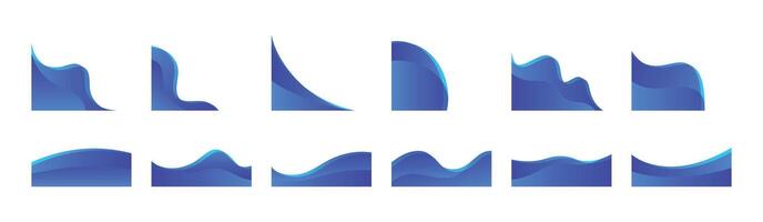 Blue Wave Shapes, Abstract Water Design Elements vector