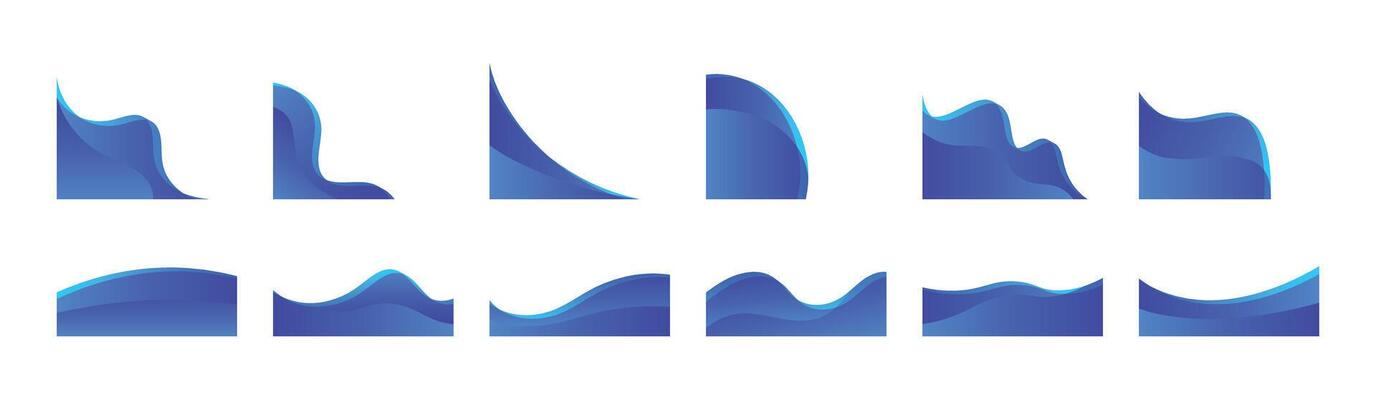 Blue Wave Shapes, Abstract Water Design Elements