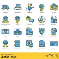 Veterinary icons, set of 9 icons, illustration vector