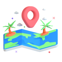 Map pin icon with palm trees and island png