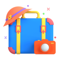 A suitcase and camera with colorful dots png