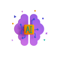 Ai brain icon with colorful blocks on a black background png
