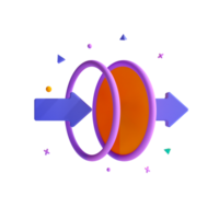 An illustration of a circular object with two arrows pointing to it png