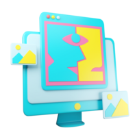 A computer monitor with a picture of a face on it png