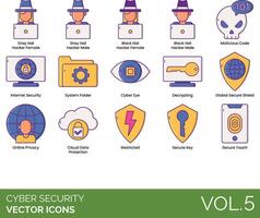 Cyber security icons set 5 vector