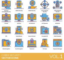 Cyber security icons set, volume 1 vector