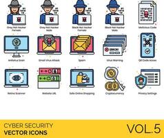 Cyber security icons set 5 vector