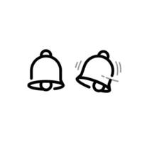 line icon set featuring two bells in a silent state and ringing, symbolizing notifications. Perfect for use in apps, websites, and user interface designs related to alerts, reminders, and messages vector