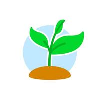 tree sprout icon, featuring a small seedling with two leaves growing from the ground. representing eco friendly initiatives, sustainability, environmental campaigns or nature conservation projects vector