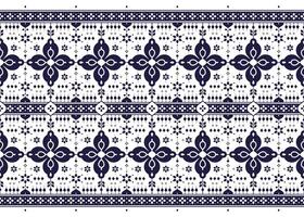geometric ethnic fabric seamless pattern, blue and white color, design for cloth, carpet, batik, wallpaper, wrapping etc. vector