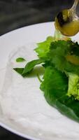 spring rolls Summer rolls with fresh vegetables and meat and peanut sauce. Vietnamese appetizer. Salad spring rolls with pork. Healthy food concept video