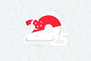 New Year 2025 for Singapore on snowflake background. vector