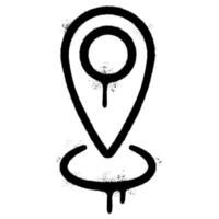 Spray Painted Graffiti Map pointer icon Sprayed isolated with a white background. graffiti GPS location symbol with over spray in black over white. vector