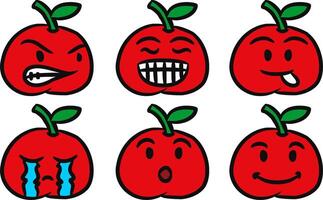 Apple emoticons set of six different emotions vector