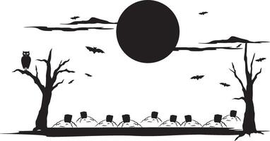 Halloween scene with bats and people in the forest vector