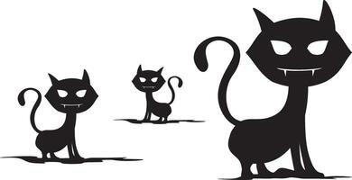 A black cat with a big mouth and a cat with a big nose vector