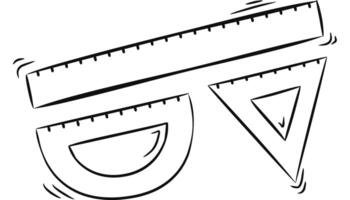 A drawing of a ruler and a triangle vector