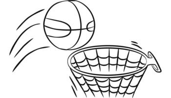 Basketball ball in basket with net vector