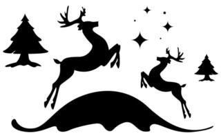 Deer and reindeer in silhouette on a white background vector