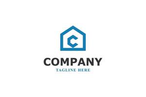 letter c with house and building vector
