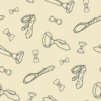 Outline Bow Tie Necktie Seamless Pattern illustration for Print, Wallpaper, Decoration. vector